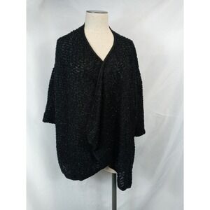 Kaktus Cardigan M Black Metallic Lurex Sparkle Draped Cocoon Lagenlook Shawl Top
